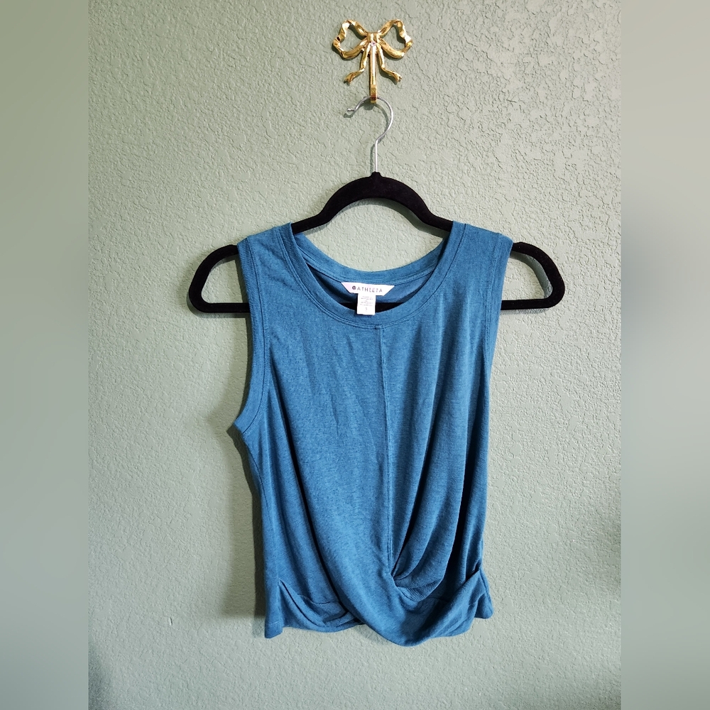 Athleta Blue Tank Top with Moisture-Wicking Fabric and Stylish Cut